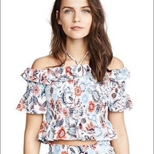 Moon River Smocked Floral Blouse